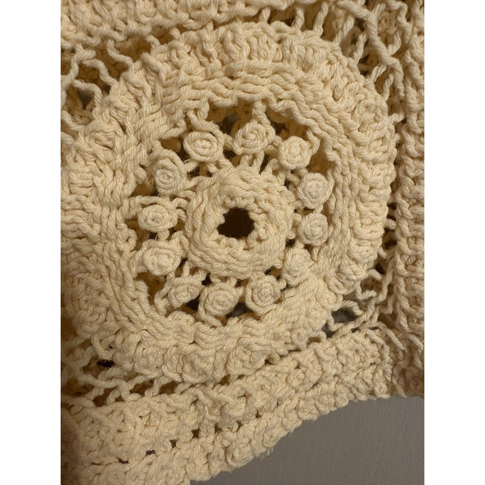 Tilly’s Crochet Cotton Cropped Tank Top cream Sleeveless Wide Strap Size L - Picture 3 of 9